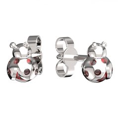 BeKid dětské náušnice beruška 1245 Bílé zlato - 585 Granát