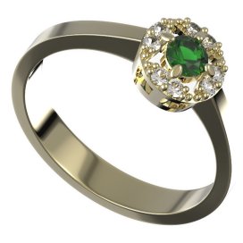 BG zlatý prstýnek 764 Žluté zlato - 585 Zelený kubický zirkon