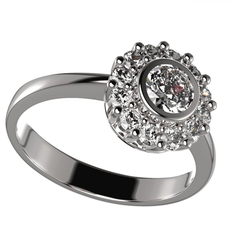 BG zlatý prstýnek 749 Bílé zlato - 585 Diamant