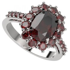 BG prsten oválný 972-Z Stříbro 925 - rhodium Granát
