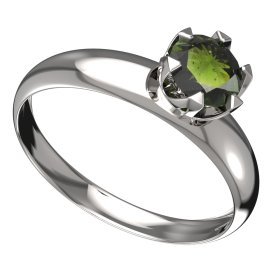 BG vltavínový prsten 872T Bílé zlato - 585 Vltavín