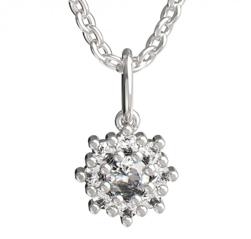 BeKid dětský přívěšek kytička 319 Bílé zlato - 585 Diamant
