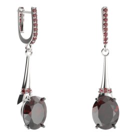 BG náušnice s centrálním oválným kamenem 479-C91 Stříbro 925 - rhodium Granát