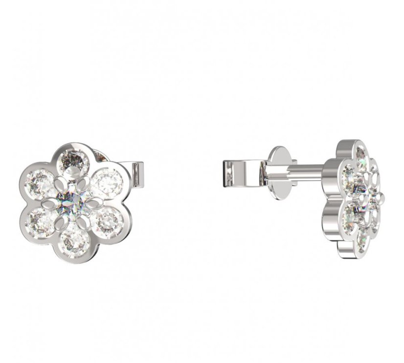BeKid dětské náušnice šestilístek 866 Bílé zlato - 585 Diamant