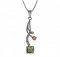 BG pendant square stone496-P - Metal: Silver 925 - rhodium, Stone: Garnet