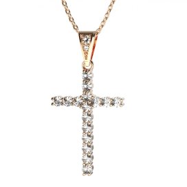 BG zlatý diamantový přívěšek křížek 259 Růžové zlato 585 (30-90dní) Diamant lab-grown