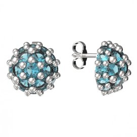 BG zlaté náušnice 992 Bílé zlato - 585 Světle modrý kubický zirkon