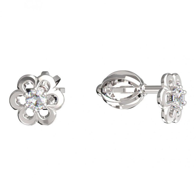 BeKid dětské náušnice šestilístek 842 Bílé zlato - 585 Diamant
