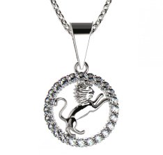 BeKid dětský zlatý přívěsek 052 lev Bílé zlato - 585 Diamant