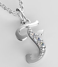 BeKid dětský zlatý přívěsek písmenko F - 1515 Bílé zlato - 585 Diamant