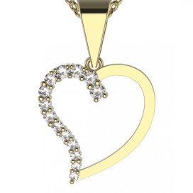 BG zlatý diamantový přívěšek srdíčko 1253 Žluté zlato - 585 Diamant lab-grown