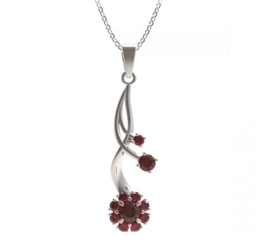 BG přívěs kruhováho tvaru 497-P Stříbro 925 - rhodium Granát