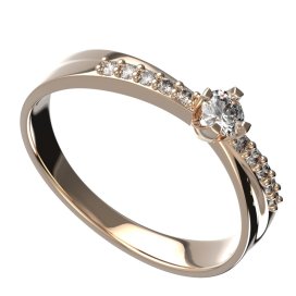 BG zlatý diamantový prstýnek 1450 /zásnubní-snubní/ Růžové zlato 585 (30-90dní) Diamant lab-grown