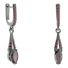 BG náušnice s centrálním oválným kamenem 483-G91 Stříbro 925 - ruthenium (30-90dní) Granát