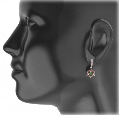 BG circular earring 230-96 - Metal: Silver 925 - rhodium, Stone: Garnet