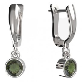 BG zlaté vltavínové náušnice 723 Bílé zlato - 585 Vltavín