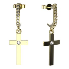 BeKid dívčí  náušnice křížek 1103 Žluté zlato - 585 Bílý kubický zirkon