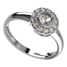 BG zlatý prstýnek 744 Bílé zlato - 585 Bílý kubický zirkon