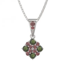 BG přívěšek 317 Stříbro 925 - rhodium Vltavín a granát