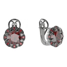 BG náušnice kulaté -  993-R7 Stříbro 925 - ruthenium (30-90dní) Granát