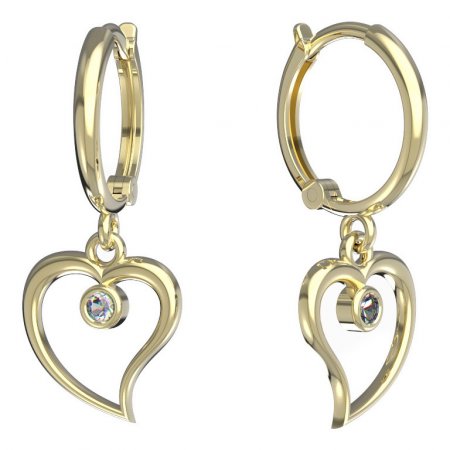 BeKid, Gold kids earrings -1267 - Switching on: Pendant hanger, Metal: Yellow gold 585, Stone: White cubic zircon