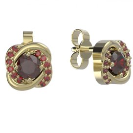 BG náušnice s přírodním granátem nebo vltavínem 1485 Žluté zlato - 585 Granát