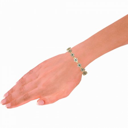 BG bracelet 157 - Metal: White gold 585, Stone: Moldavit and garnet