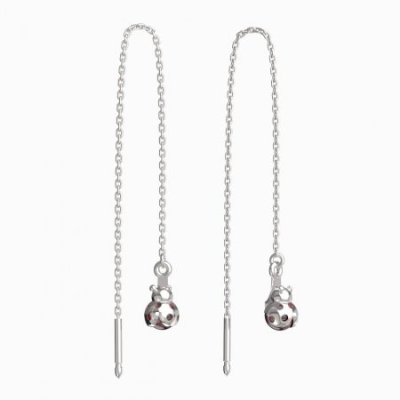 BeKid, Gold kids earrings -1245 - Switching on: Chain 9 cm, Metal: White gold 585, Stone: Garnet