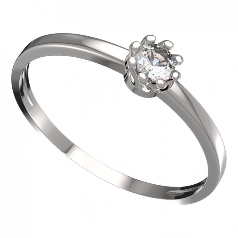 BG zlatý prstýnek 554 C Bílé zlato - 585 Diamant