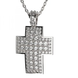 BG zlatý diamantový přívěšek křížek 759 Bílé zlato - 585 Diamant lab-grown