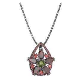 BG přívěs ve tvaru hvězdy 521-90 Stříbro 925 - ruthenium (30-90dní) Vltavín a granát