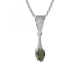 BG přívěs vsazen vltavín  625 Bílé zlato - 585 Vltavín a diamant