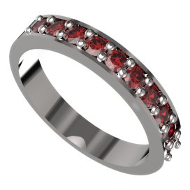 BG zlatý prstýnek - půlkruh 839 Bílé zlato - 585 Červený kubický zirkon