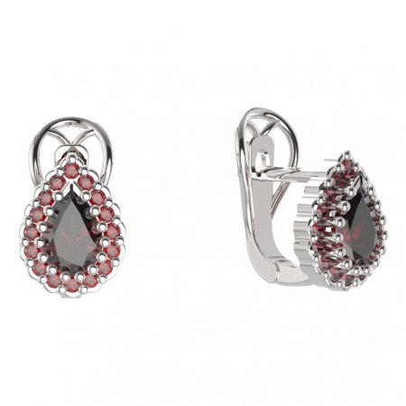 BG  earring 454-R7 drop stone - Metal: Silver 925 - rhodium, Stone: Garnet
