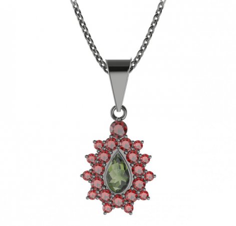 BG pendant drop stone 147-0 - Metal: Silver 925 - rhodium, Stone: Garnet