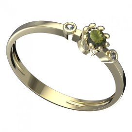 BG vltavínový prsten 554L Žluté zlato - 585 Vltavín a diamant