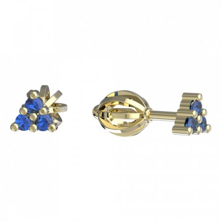 BeKid, Gold kids earrings -773 - Switching on: Screw, Metal: Yellow gold 585, Stone: Dark blue cubic zircon
