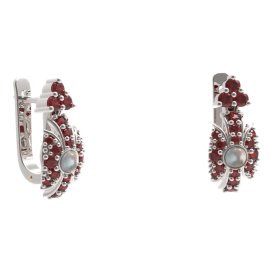 BG náušnice s přírodní perlou 537-87 Stříbro 925 - rhodium Granát a perla