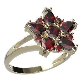 BG prsten ve tvaru hvězdy 521-V Stříbro 925 - pozlacené Granát