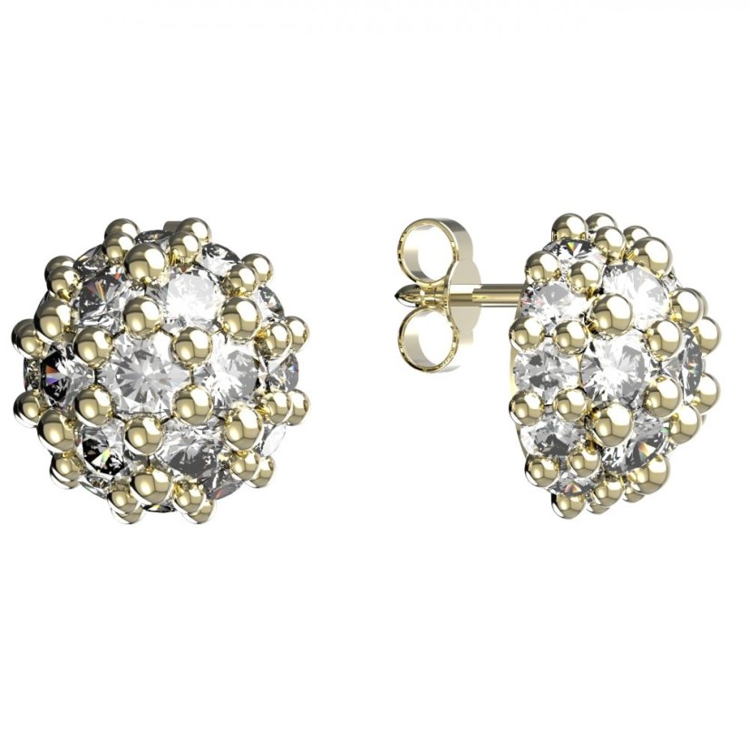 BG zlaté náušnice s diamanty 992 Žluté zlato - 585 Diamant lab-grown