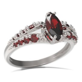 BG prsten s oválným kamenem 483-G Stříbro 925 - rhodium Granát