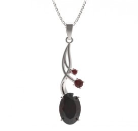 BG přívěs s centrálním oválným kamenem 480-P Stříbro 925 - rhodium Granát