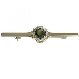 BG brož 511I Stříbro 925 - pozlacené Vltavín a  kubický zirkon