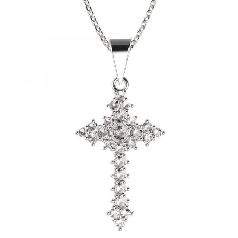 BeKid dětský přívěšek křížek 264 Bílé zlato - 585 Diamant