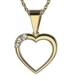 BG zlatý diamantový přívěšek srdíčko 1558 Žluté zlato - 585 Diamant lab-grown