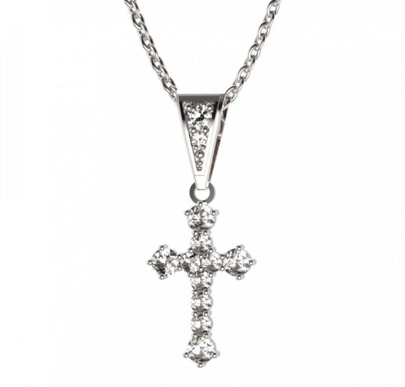 BG zlatý přívěšek křížek 256 Bílé zlato - 585 Diamant
