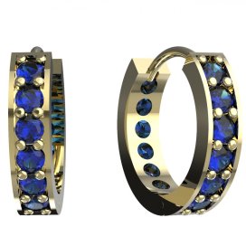 BG zlaté náušnice 807 Žluté zlato - 585 Tmavě modrý kubický zirkon