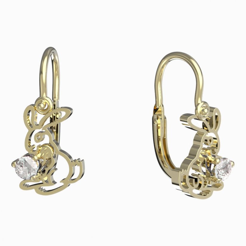 BeKid dětské náušnice zajíček 1186 Žluté zlato - 585 Diamant