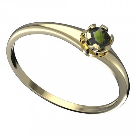 BG vltavínový prsten 869I - Kov: Žluté zlato 585, Kámen: Vltavín
