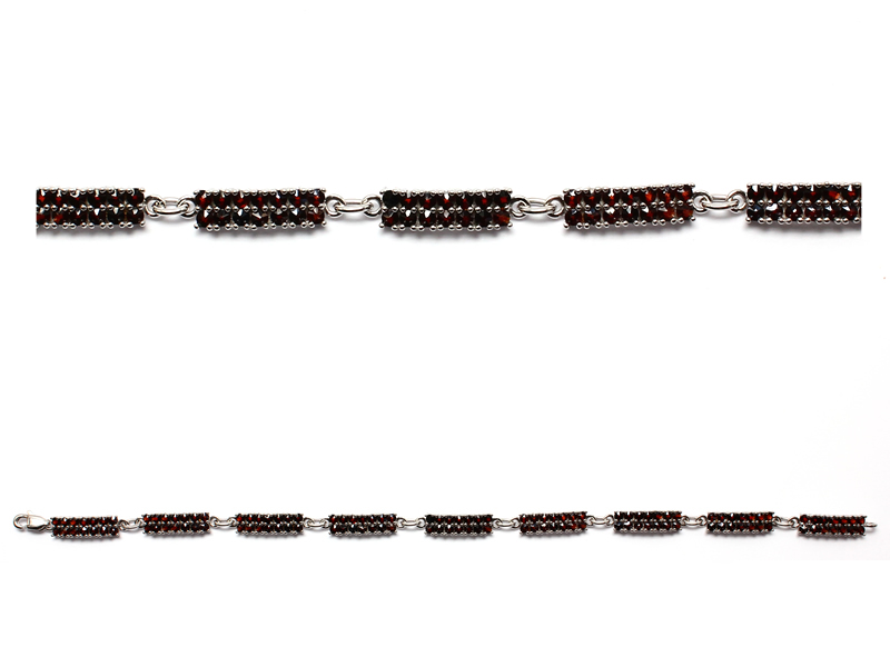 BG náramek vsazený granát hvězdicový brus  041 Bílé zlato - 585 Granát